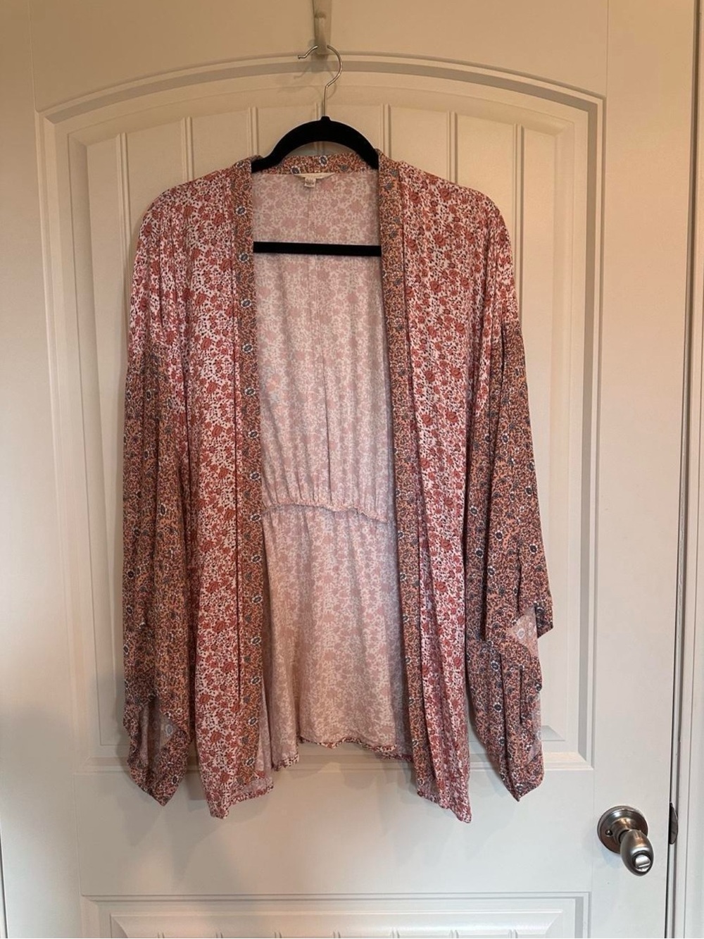 Floral Open-Front Kimono Jacket in Rose